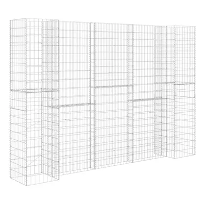 vidaXL H-Shaped Gabion Planter Steel Wire 260x40x180cm Gabion Basket Wall Pot