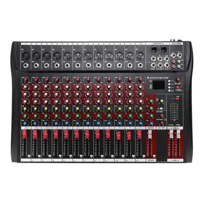 12 Channel bluetooth Live Studio Audio Mixer Mixing Console with USB XLR Input 48V Phantom