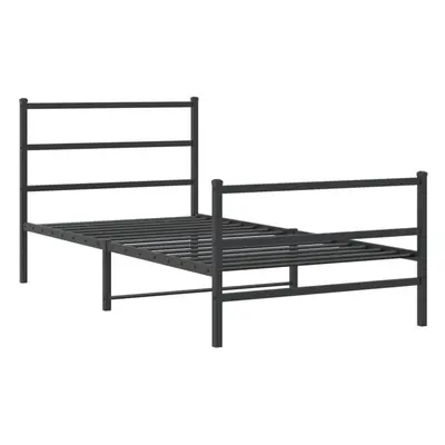 vidaXL Metal Bed Frame with Headboard and Footboard Bed BaseÂ Black 100x190 cm