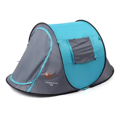 (Blue Grey) People Fully Automatic Camping Tent Windproof Waterproof Outdoor Tent Travel Sunshad