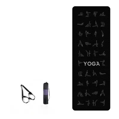 (Black) EVA Yoga Pose Non Slip Carpet Mat With Position Line For Beginner Environmental Fitness 