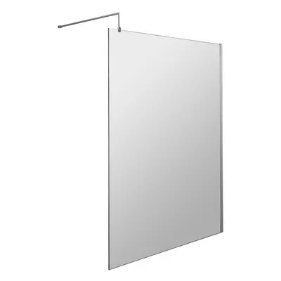 Wetroom 8mm Toughened Safety Glass Screen and Support Bar 1400mm x 1850mm - Polished Chrome