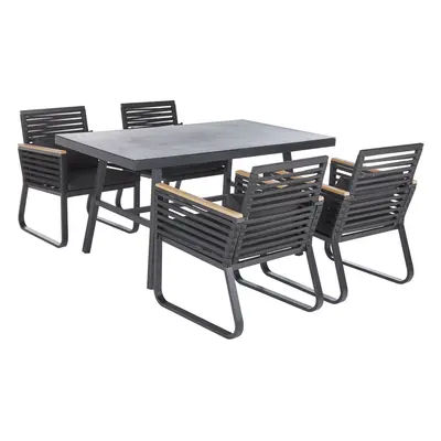 4 Seater Garden Dining Set CANETTO Metal Black