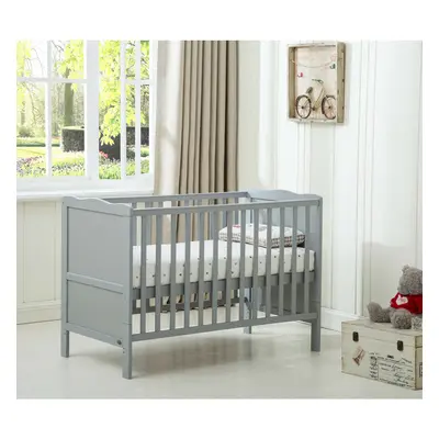 (Grey) MCCÂ® Wooden Baby Cot Bed "Orlando" & Water repellent Mattress