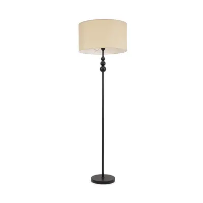 ValueLights Marissa Natural Shade Black Stacked Ball Floor Lamp & Bulb