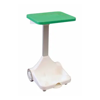 (Green Lid) Plastic Sack Holder Semi Mobile Pedal Operated Free Standing White Base Bin