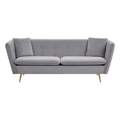 3 Seater Velvet Sofa Grey FREDERICA