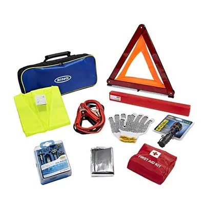 Ring RCT2 Piece Emergency Car Kit, with Universal Spare Bulb Kit, Booster Cables, Warning Triang