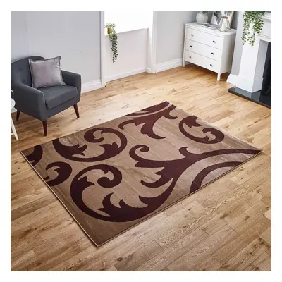 (Beige / Brown, 120x170cm) Modern Tribal Floral Rugs Runners Carpet