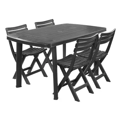 (4 Chairs) Large Collapsible Table With Folding Chairs Garden Set