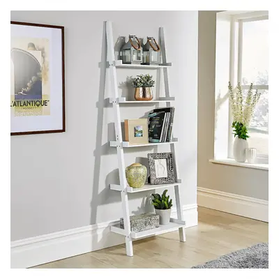 White Ladder Shelving Unit Tier Display Stand Book Shelf Wall Rack Storage