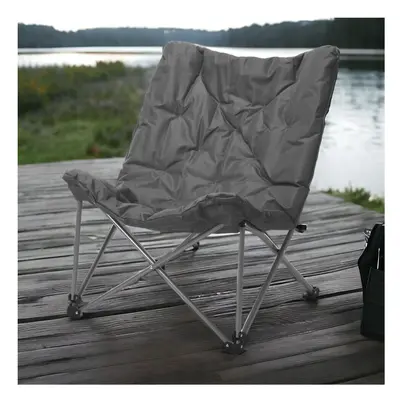 (Grey) Padded Portable Lightweight Folding Oversized Camping Chair & Bag Shoulder Strap