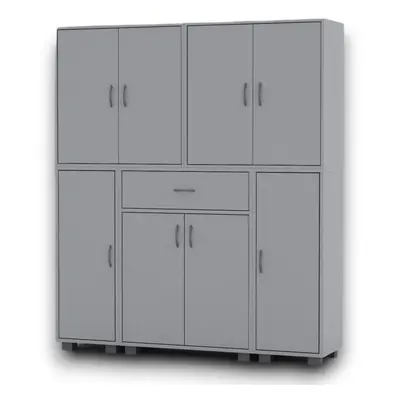 (Grey) Door Shelf Bookshelf & Drawer Storage Cabinet Bookcase Cupboard Display