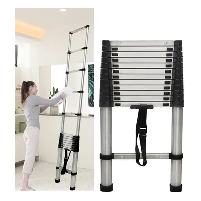 (3.8M Straight Ladder) Extendable Ladder Steel Telescoping Ladder Portable Step Ladders Multi Pu