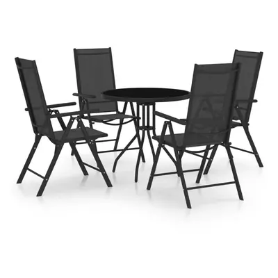 vidaXL Garden Dining Set Piece Aluminium and Textilene Black Table Chairs