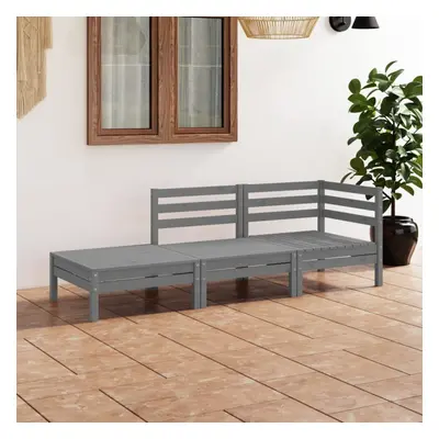 vidaXL Solid Pinewood Garden Lounge Set Piece Grey Outdoor Seating Sofa