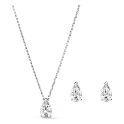 Swarovski Attract Pear Jewellery Set, Women's Drop-Shaped Pendant Necklace and Matching Stud Ear