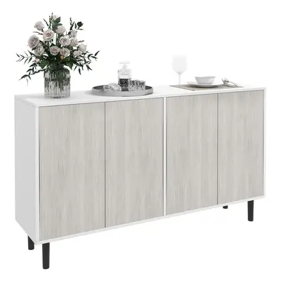 HOMCOM Sideboard Storage Cabinet for Living Room with Adjustable Shelves White