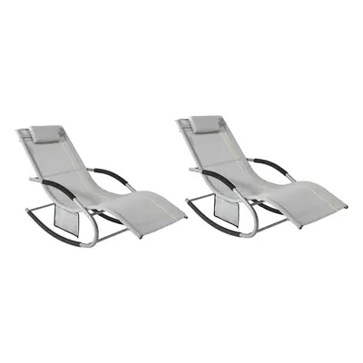 SoBuy Set of Outdoor Garden Rocking Chair Grey OGS28-HGx2