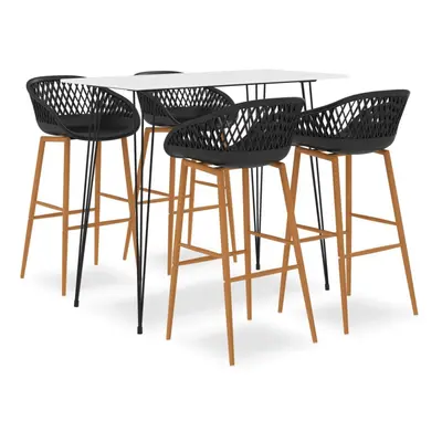 vidaXL Bar Set Piece White and Black Kitchen Dining Room Chair Stool Table