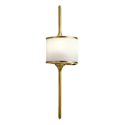 IP44 Twin Wall Light Mid Way Integral Glass Shade Natural Brass LED G9 3.5W