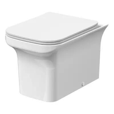 Rimless Square Back to Wall Toilet Pan & Soft Close Sandwich Seat - 470mm x 370mm x 550mm