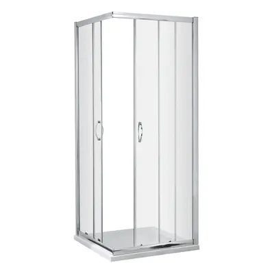 Contemporary 5mm Toughened Safety Glass Corner Entry Shower Enclosure - 800mm - Chrome - Balterl