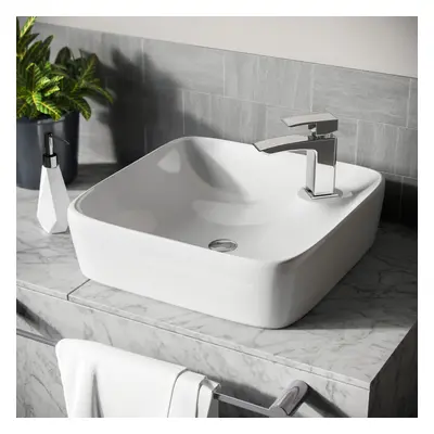 Leven x 430mm Cloakroom Square Counter Top Rounded Basin Sink