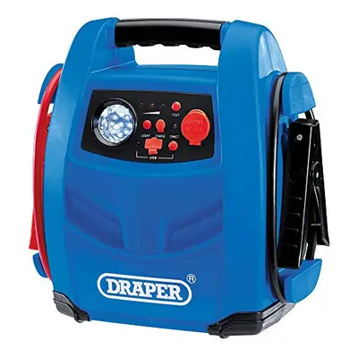 Draper 12V Power Pack Jump Starter, Vehicle Rescue, Built in 12v Compressor, 800A Starts Petrol 