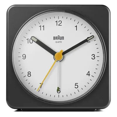 Braun Classic Analogue Alarm Clock with Snooze and Light, Black & White, BC03BW