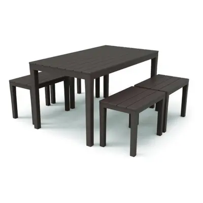 Large Garden Weatherproof Dining Table & Benches Set