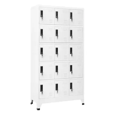 vidaXL Locker Cabinet White Steel Office Indoor Storage Filing Cabinet Locker