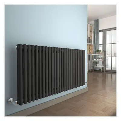 (615 x 1190mm Double, Anthracite) PlumbGalaxy Traditional-Style Cast Iron Radiator