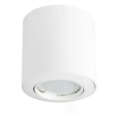 10 x GU10 Gloss White Tiltable Surface Mounted Ceiling Spotlight Downlights - Complete with x 5W