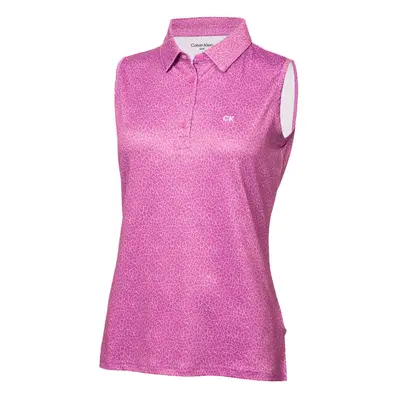 (UK 8, Orchid/White) Calvin Klein Womens Crackle Sleeveless Sustainable Golf Polo Shirt