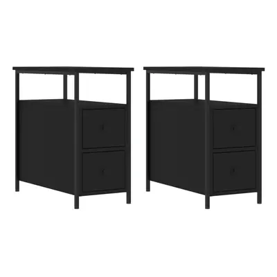 (black, pcs) vidaXL Bedside Cabinets Bedside Table Side Table pcs Black Engineered Wood