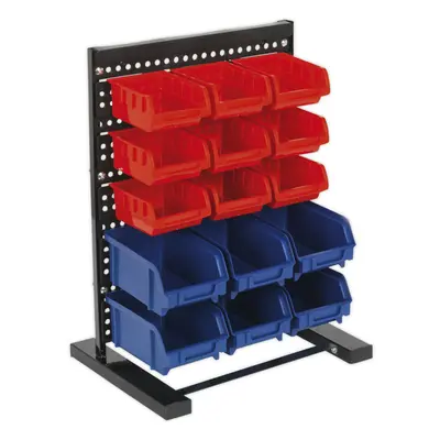 15 Tray / Bin Bench Mounted Parts Storage Rack - Garage & Warehouse Picking Unit