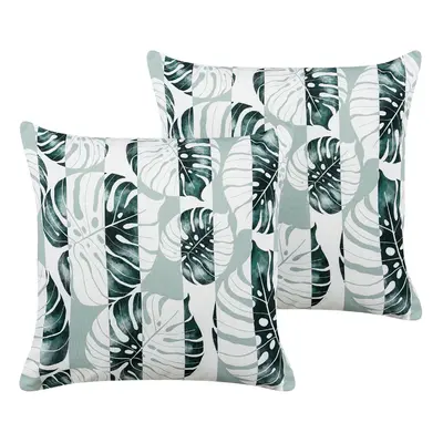 Set of Outdoor Cushions Leaf Pattern x cm Green TERMINI