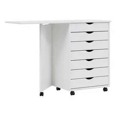 (white) vidaXL Rolling Cabinet with Desk Mobile File Cabinet Solid Wood Pine MOSS