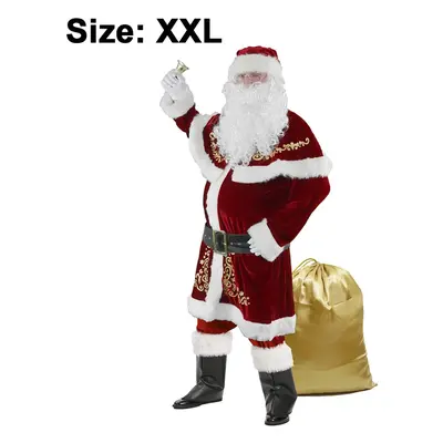 Men'S Santa Costume Set Christmas Deluxe Velvet Adult Santa Suit