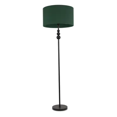 ValueLights Marissa Forest Green Shade Black Stacked Floor Lamp & Bulb