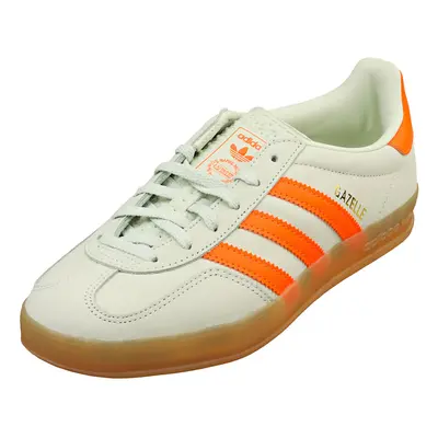 (6.5) adidas Gazelle Indoor Womens Fashion Trainers in Linen Green Orange