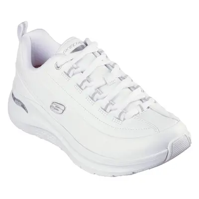 (5 UK, White/Silver) Skechers Womens/Ladies Arch Fit 2.0 - Star Bound Leather Trainers