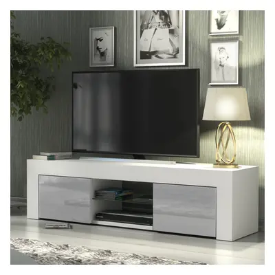 TV Unit 130cm Creative Furniture - White & Grey Gloss Doors