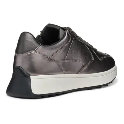 (Silver, 7.5 (Adults')) Geox D Amabel A Leather Women's Gun Trainers