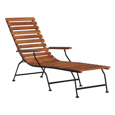 vidaXL Solid Acacia Wood Outdoor Deck Chair Garden Sun Lounger with Footrest