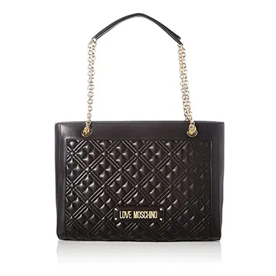 Love Moschino Women's Ss21 pre-Collection New Shiny Quilted PU Shopper Bag, Black, Standard