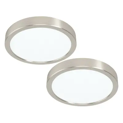 2 PACK Wall / Ceiling Light Satin Nickel 210mm Round Surface 16.5W LED 4000K