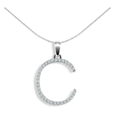 Jewelco London Ladies Solid 9ct White Gold Pave Set Round G SI 0.16ct Diamond Elegant Block Init