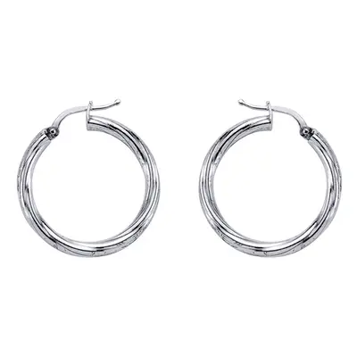 Jewelco London Ladies Sterling Silver Twisted Hoop Earrings 27mm - ER20